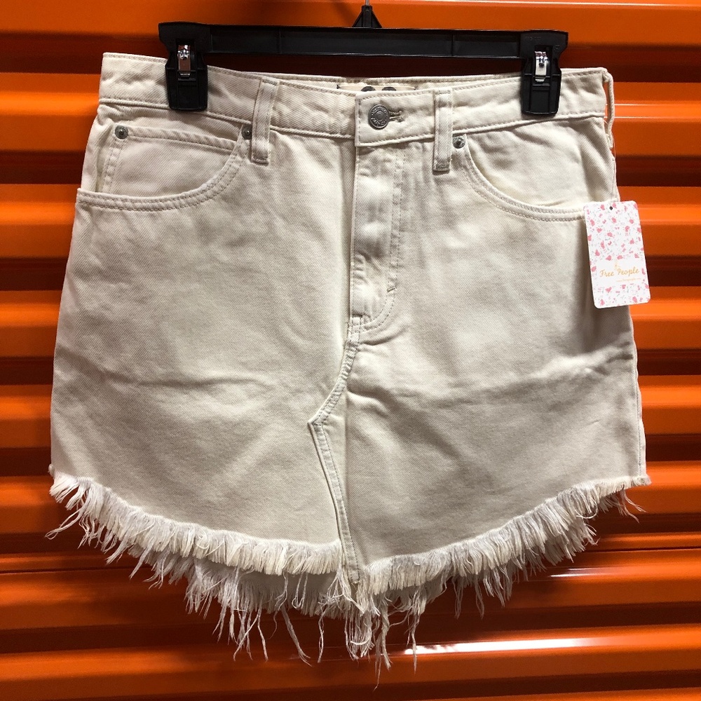 NWT Free People Distressed Denim Mini Skirt, M, 28